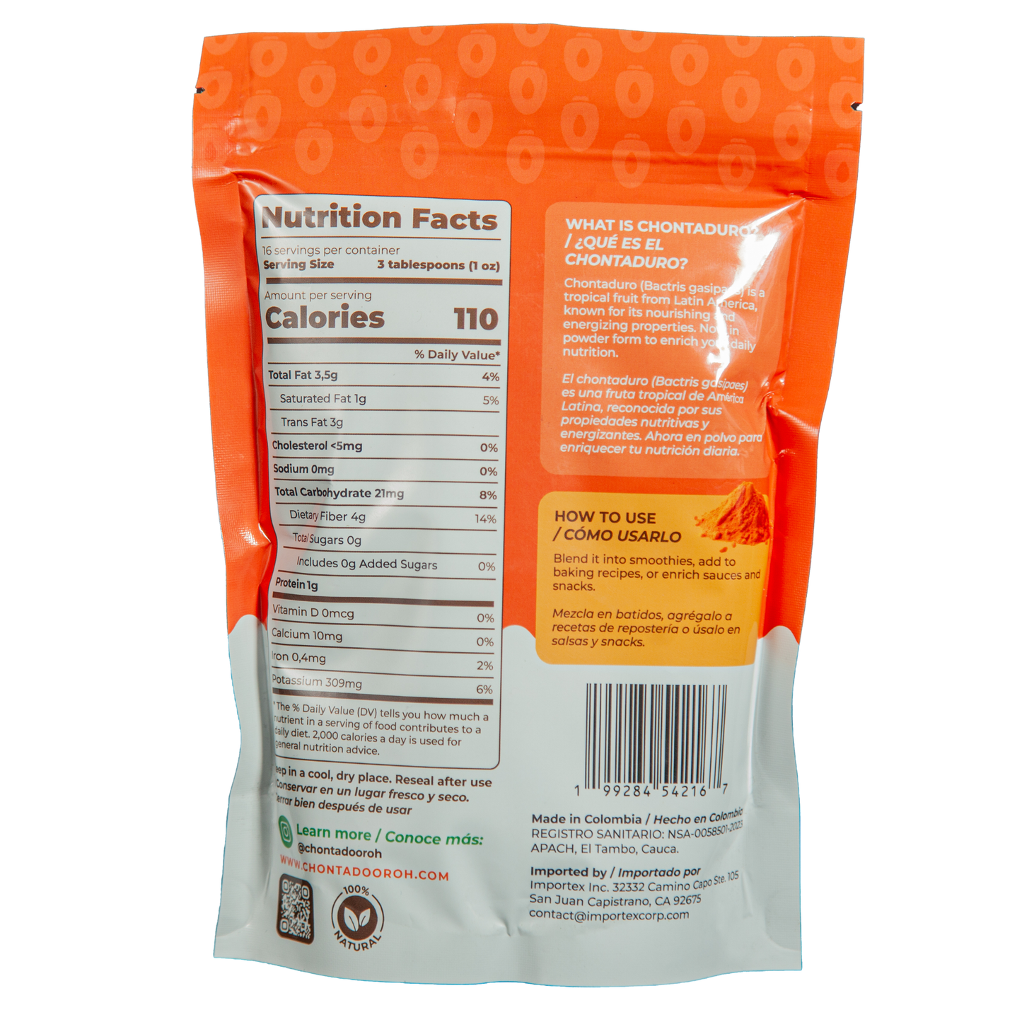 Peach Palm Fruit Powder 1 Lb.  |  Chontaduro en Polvo 1 Lb.